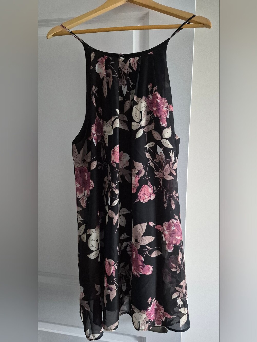 Eclipse Black Floral Sleeveless Dress with Pink & Cream Flowers